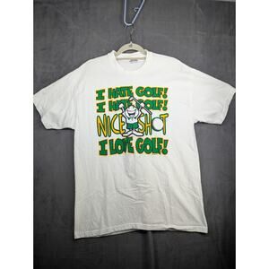Vtg Hanes I Hate Love Golf Nice Shot T-shirt White Large NOS